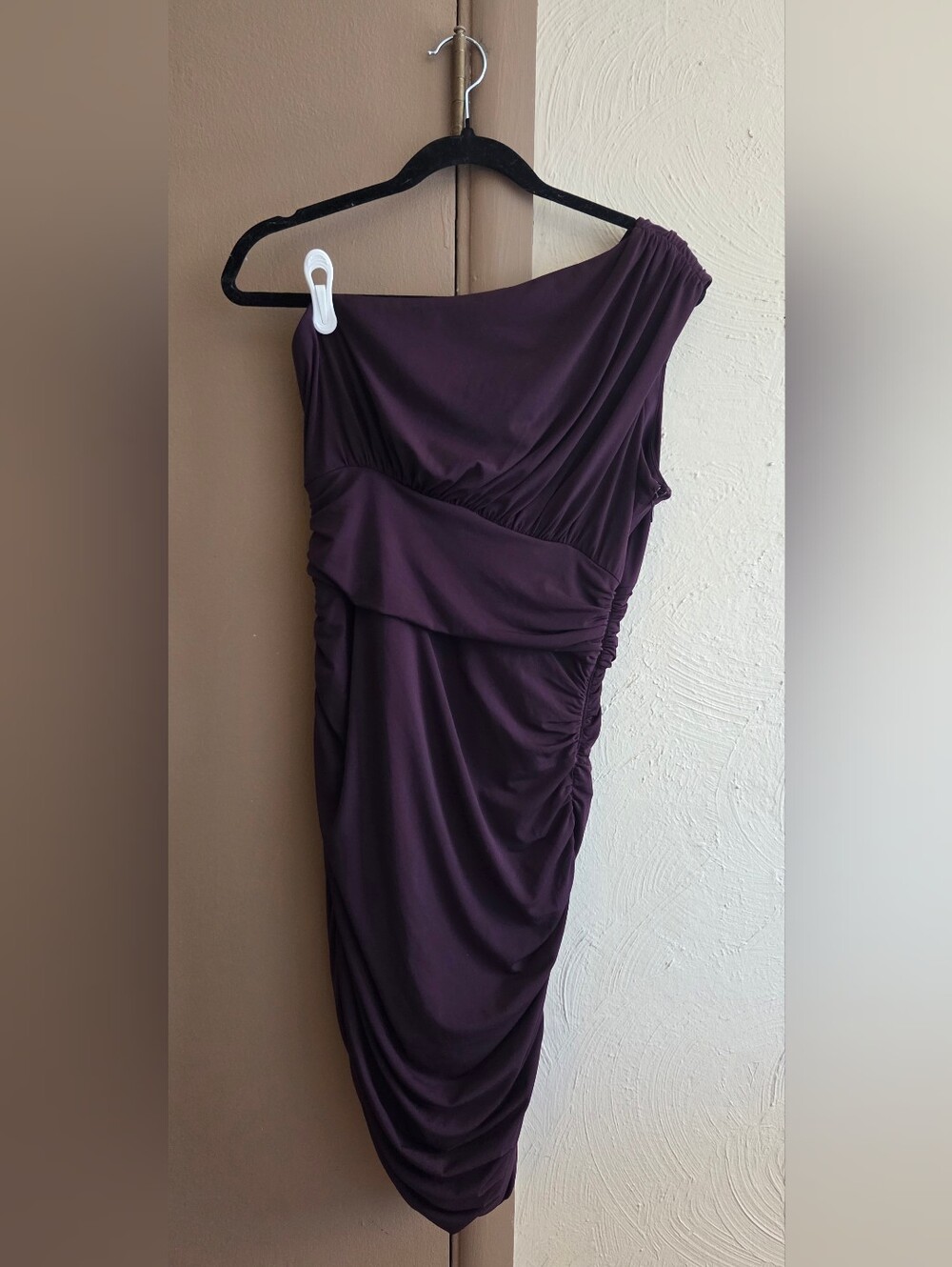 Boston Proper One-Shoulder Ruched Purple Dress Size 8